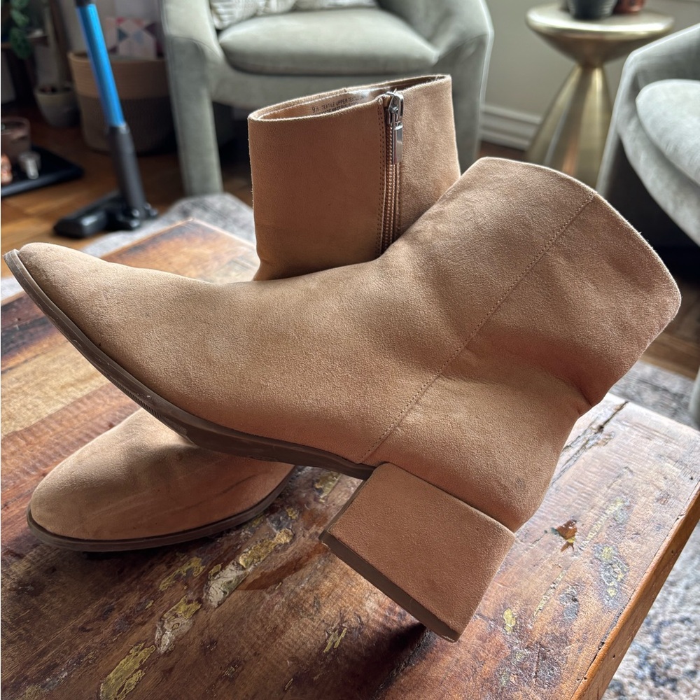 Tan Suede High Ankle Boots